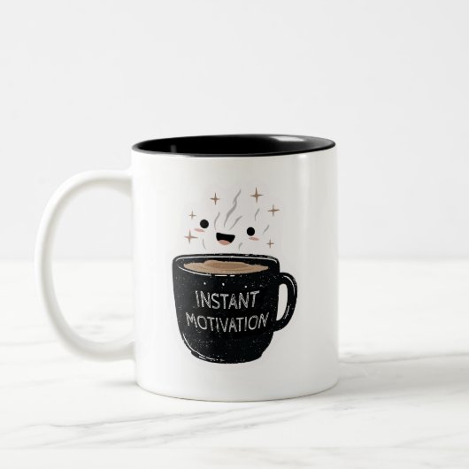 Instant Motivation – Cute Kawaii Coffee Cup Zweifarbige Tasse (Links)