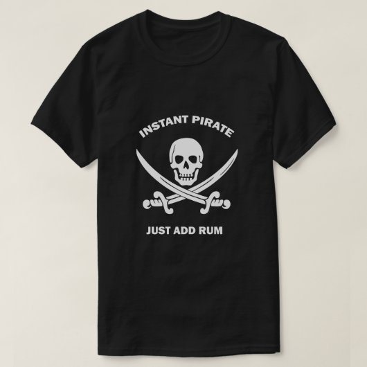 Instant Pirate Add Rum Basic Black T-Shirt (Design vorne)