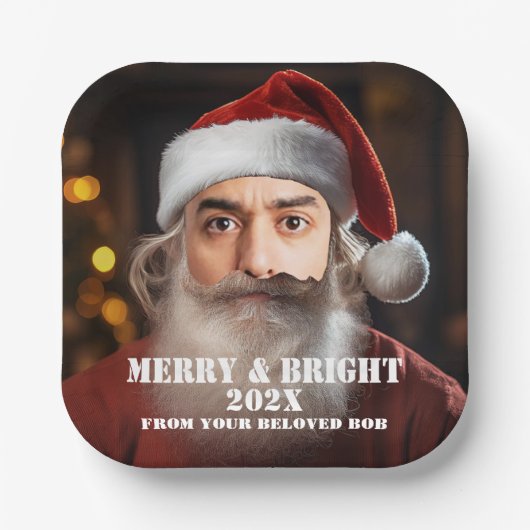 Instant Santa! Fügen Sie einfach Ihr Gesicht hinzu Pappteller (Vorderseite)