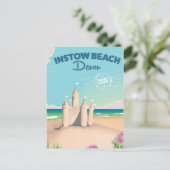 Instow Beach Devon Vintage Reiseposter Postkarte (Stehend Vorderseite)