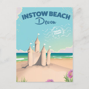Instow Beach Devon Vintage Reiseposter Postkarte