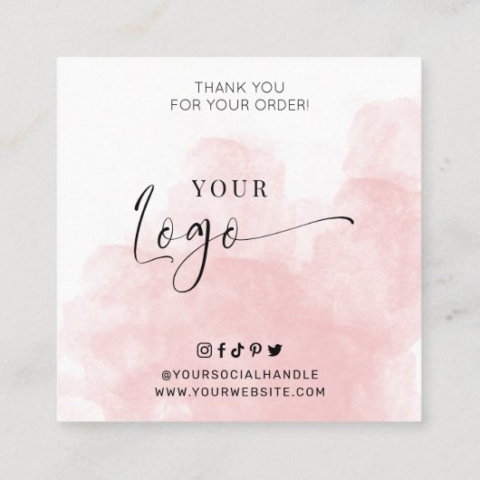 Instruktionen zur Tumbler-Pflege Feminine Pink Was Quadratische Visitenkarte (Rückseite)