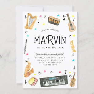 Instrument Musikale Noten Musik Geburtstag Einladung