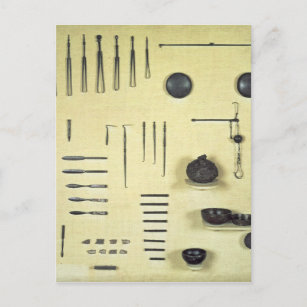 Instrumente aus einem Okulistienfall, aus Reims Postkarte