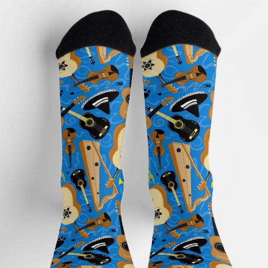 Instrumente der Mariachi-Band Gemustert Socken (Oben)