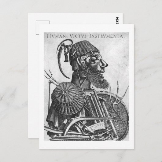 Instrumente der menschlichen Trägheit, Arcimboldo Postkarte (Vorne/Hinten)