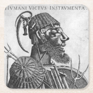 Instrumente der menschlichen Trägheit, Arcimboldo Rechteckiger Pappuntersetzer