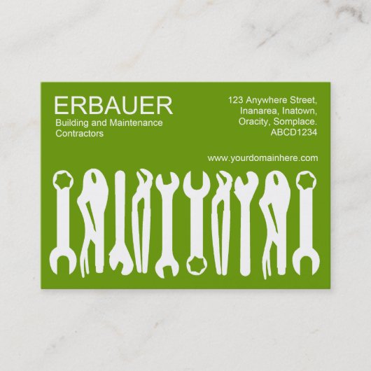 Instrumente des Handels (Chubby) - Weiß auf Grün Visitenkarte (Vorderseite)