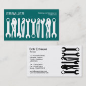 Instrumente des Handels - Weiß auf Aquamarin Visitenkarte (Vorne/Hinten)