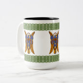 Insular Art "Eagle of John" Illuminated Manuskript Zweifarbige Tasse (Vorderseite Links)