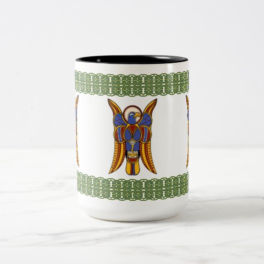 Insular Art "Eagle of John" Illuminated Manuskript Zweifarbige Tasse (Mittel)