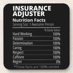 Insurance Adjuster Nutrition Facts Funny Getränkeuntersetzer