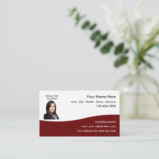 Insurance Agent Editable Foto Business Cards Visitenkarte (Stehend Vorderseite)