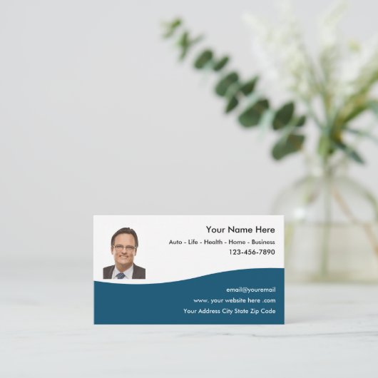 Insurance Agent Foto Business Cards Visitenkarte (Stehend Vorderseite)
