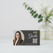 Insurance Agent Linen Black Photo QR Code Visitenkarte (Stehend Vorderseite)