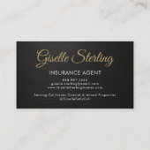Insurance Agent Metallic Black Photo QR Code Visitenkarte (Rückseite)