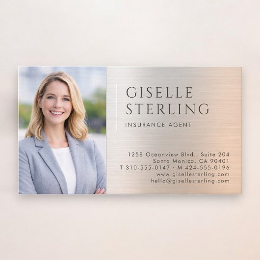 Insurance Agent Photo Brushed Metal Visitenkarte