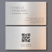 Insurance Agent QR Code Brushed Metal Visitenkarte