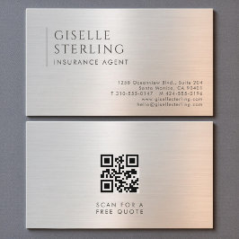 Insurance Agent QR Code Brushed Metal Visitenkarte