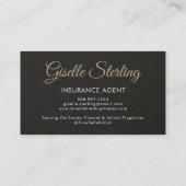 Insurance Agent Slate Stone Black Photo QR Code  Visitenkarte (Rückseite)