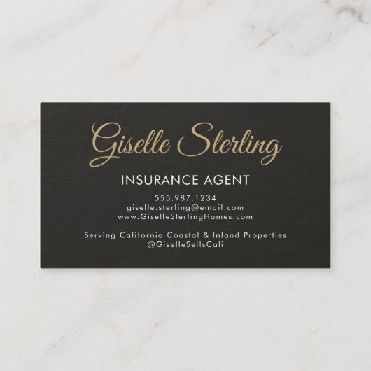 Insurance Agent Slate Stone Black Photo QR Code  Visitenkarte (Rückseite)