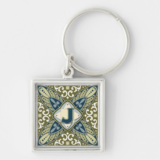 Intaglio-Monogramm-Buchstabe J Schlüsselanhänger (Vorne)
