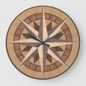 Intarsien-Holzseeschiffe Große Wanduhr (Vorderseite)