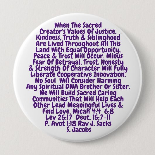 Integrierter Plan für Wahrheit, Gerechtigkeit und  Button (Vorderseite)