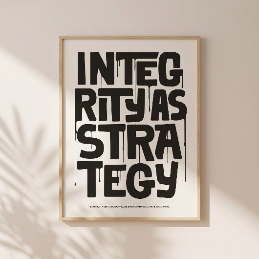 Integrity As Strategy - Typography Print |Wall Art Poster