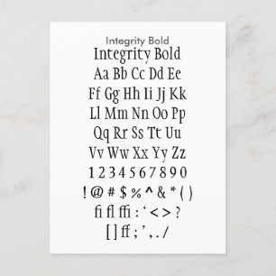 Integrity Bold - Zazzle Schriftart Sampler Sheet Postkarte