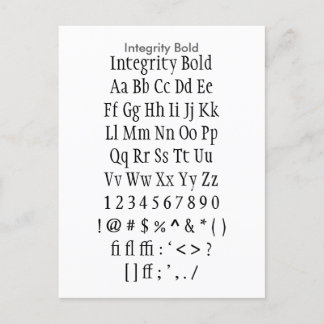 Integrity Bold - Zazzle Schriftart Sampler Sheet Postkarte
