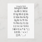 Integrity Bold - Zazzle Schriftart Sampler Sheet Postkarte (Vorderseite)