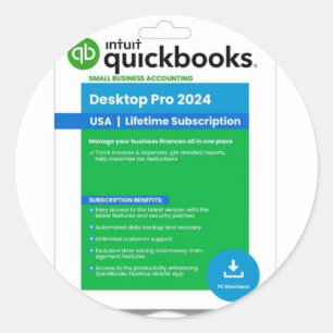 Intel Quickbooks Desktop Pro Edition 2024 für 3 HE Runder Aufkleber