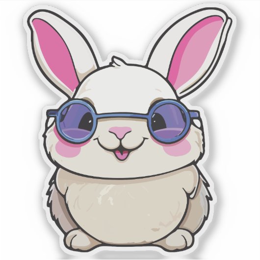 Intellectual Rabbit Sticker with Glasses (Vorderseite)