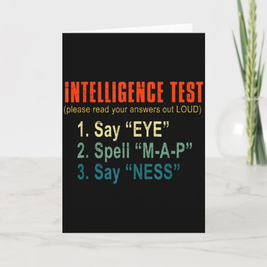 Intelligence Test Adult Humor Funny Sarcasm Graphi Karte (Vorderseite)