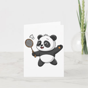 Intelligent Panda Playing Badminton Funny Humour Karte