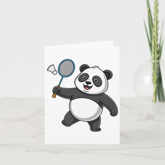 Intelligent Panda Playing Badminton Funny Humour Karte (Vorderseite)