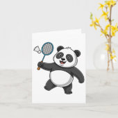 Intelligent Panda Playing Badminton Funny Humour Karte (Gelbe Blume)