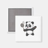 Intelligent Panda Playing Badminton Funny Humour Magnet (Vorderseite/Rückseite)