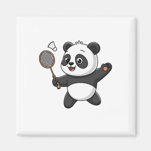 Intelligent Panda Playing Badminton Funny Humour Magnet (Vorne)