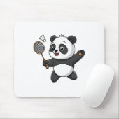 Intelligent Panda Playing Badminton Funny Humour Mousepad (Mit Mouse)