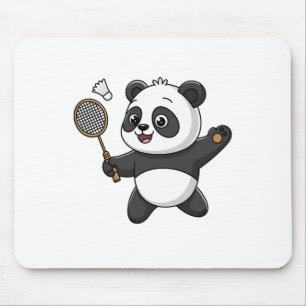 Intelligent Panda Playing Badminton Funny Humour Mousepad