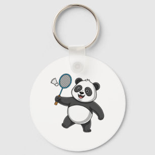 Intelligent Panda Playing Badminton Funny Humour Schlüsselanhänger
