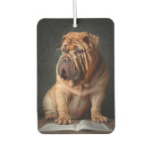 Intelligent Shar Pei Dog mit Buchdesign Autolufterfrischer (Vorderseite)
