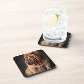 Intelligent Shar Pei Dog mit Buchdesign Getränkeuntersetzer (Rechte Seite)