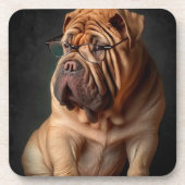 Intelligent Shar Pei Dog mit Buchdesign Getränkeuntersetzer (Vorderseite)