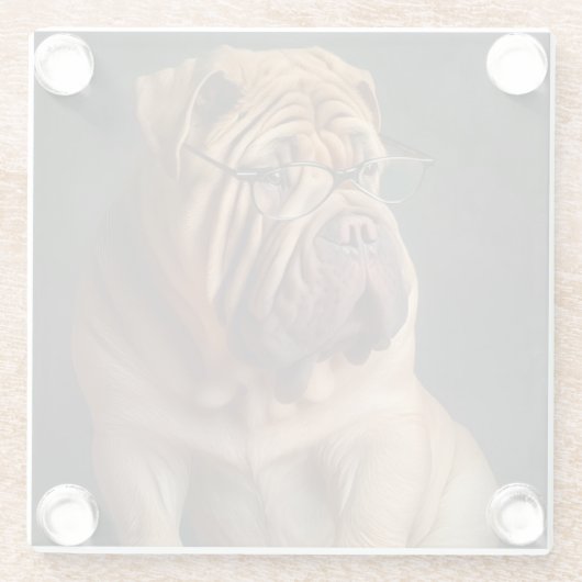 Intelligent Shar Pei Dog mit Buchdesign Glasuntersetzer (Rückseite)