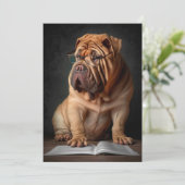 Intelligent Shar Pei Dog mit Buchdesign Karte (Stehend Vorderseite)
