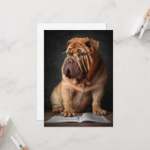 Intelligent Shar Pei Dog mit Buchdesign Karte (Vorderseite/Rückseite Beispiel)