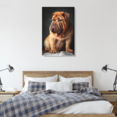 Intelligent Shar Pei Dog mit Buchdesign Leinwanddruck (Insitu (Schlafzimmer))